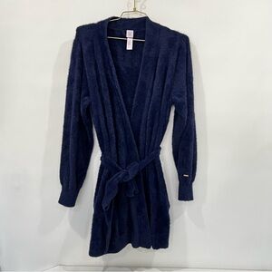 Savage X Fenty Size M/L Navy Blue Robe Side Pocket Removable Belt Comfy Plush